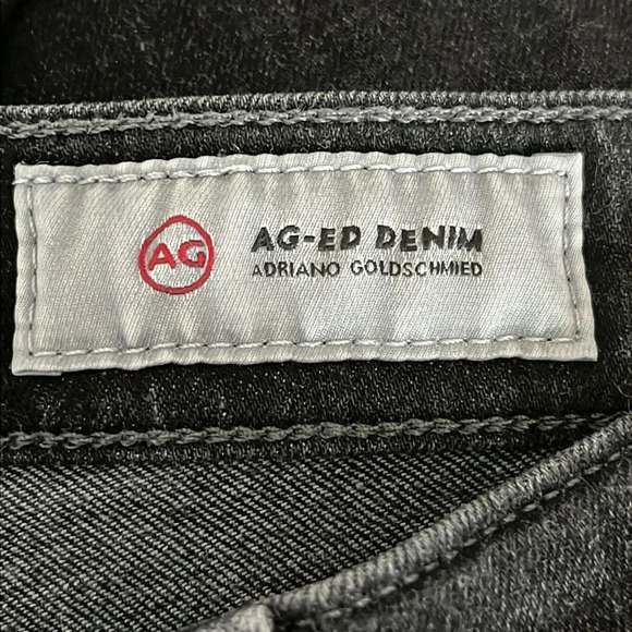 AG Adriano Goldschmied Mari High Rise Straight Raw Hem Jeans in Washed Black -26 - Picture 5 of 9